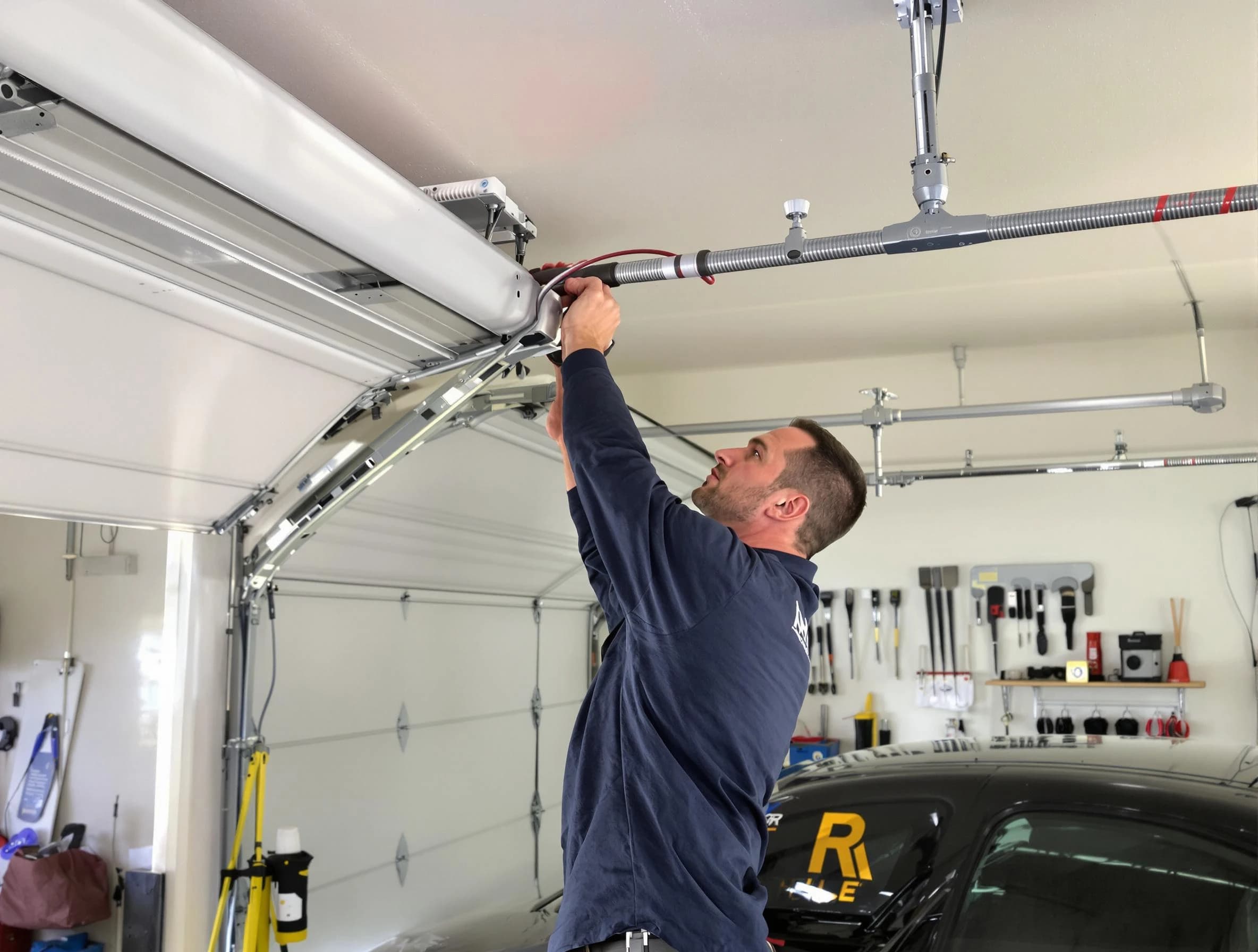 Alpharetta Garage Door Repair technician performing garage door cable repair in Alpharetta