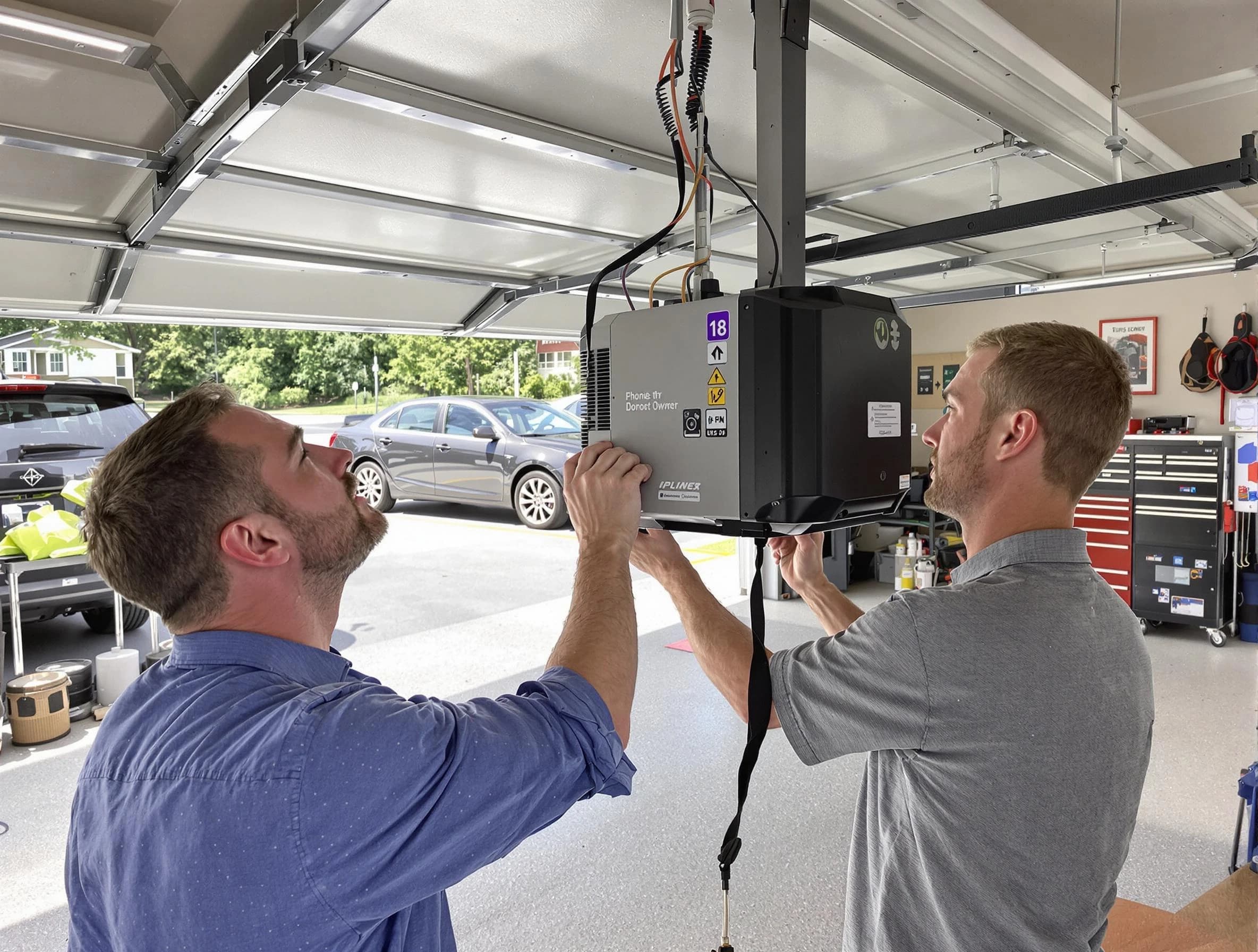 Alpharetta Garage Door Repair technician installing garage door opener in Alpharetta