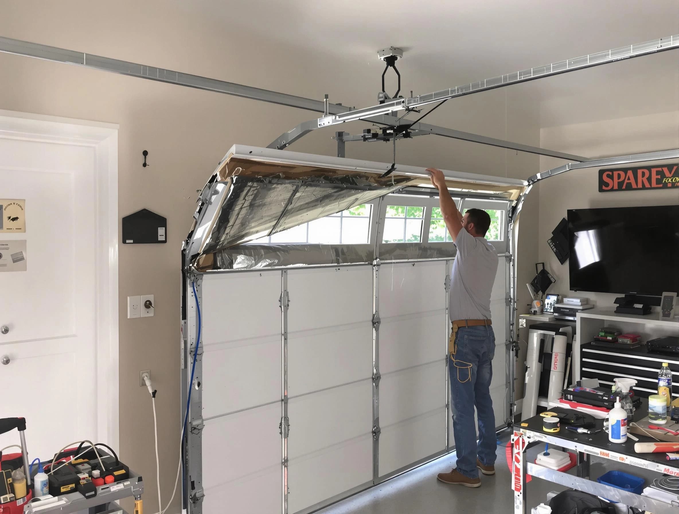 Garage door section replacement by Alpharetta Garage Door Repair in Alpharetta