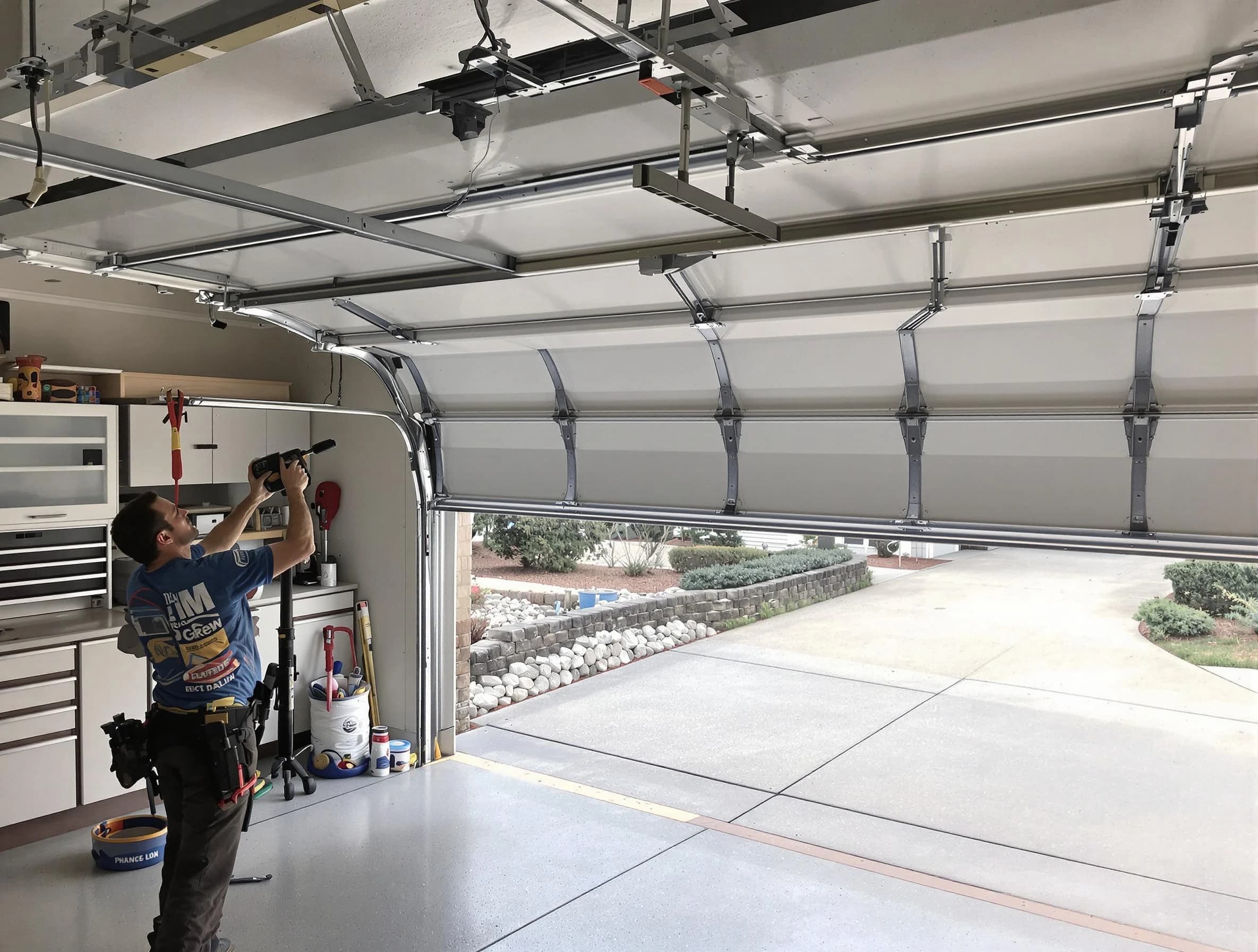 Garage door track repair service by Alpharetta Garage Door Repair in Alpharetta