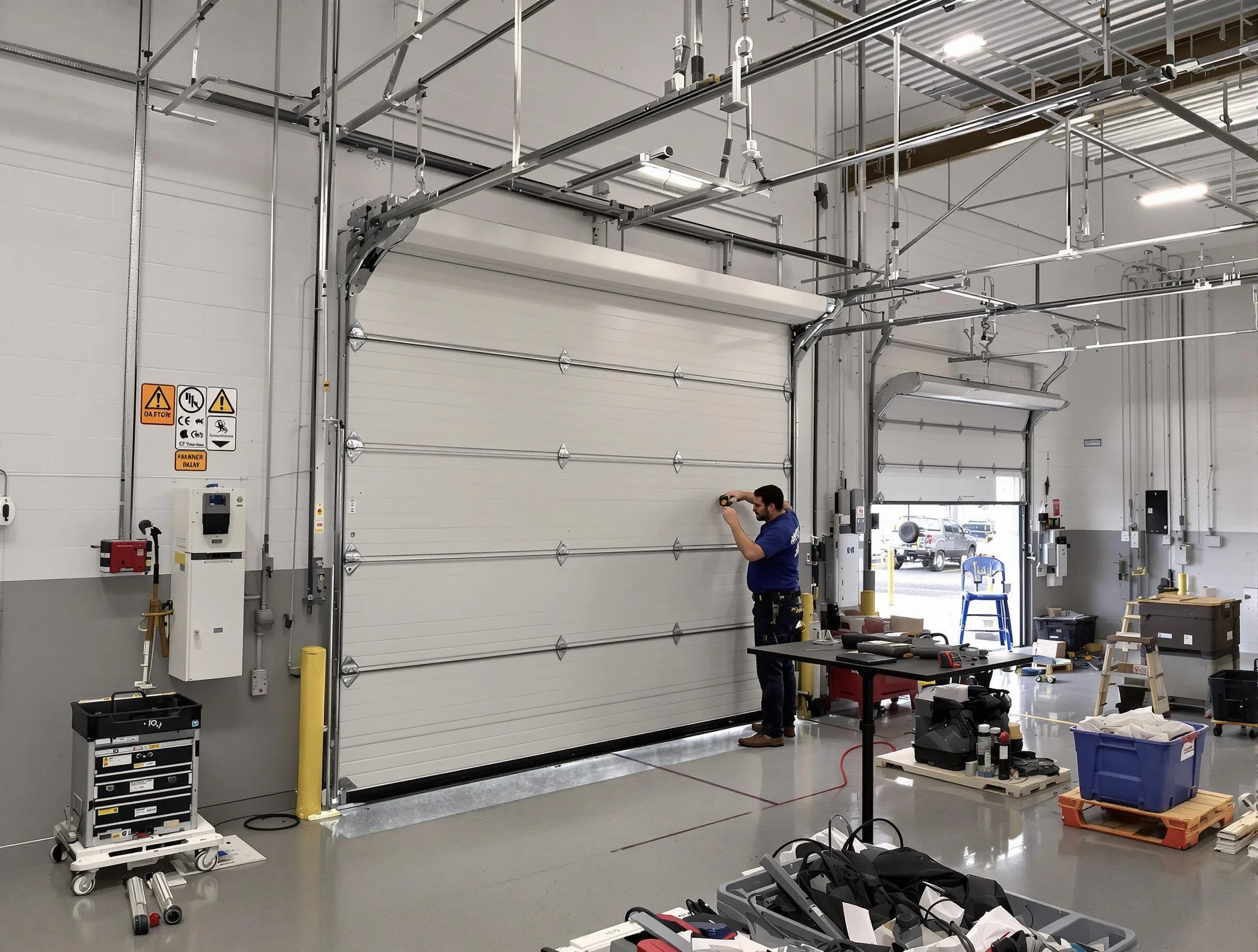 Commercial garage door repair being performed by Alpharetta Garage Door Repair expert in Alpharetta