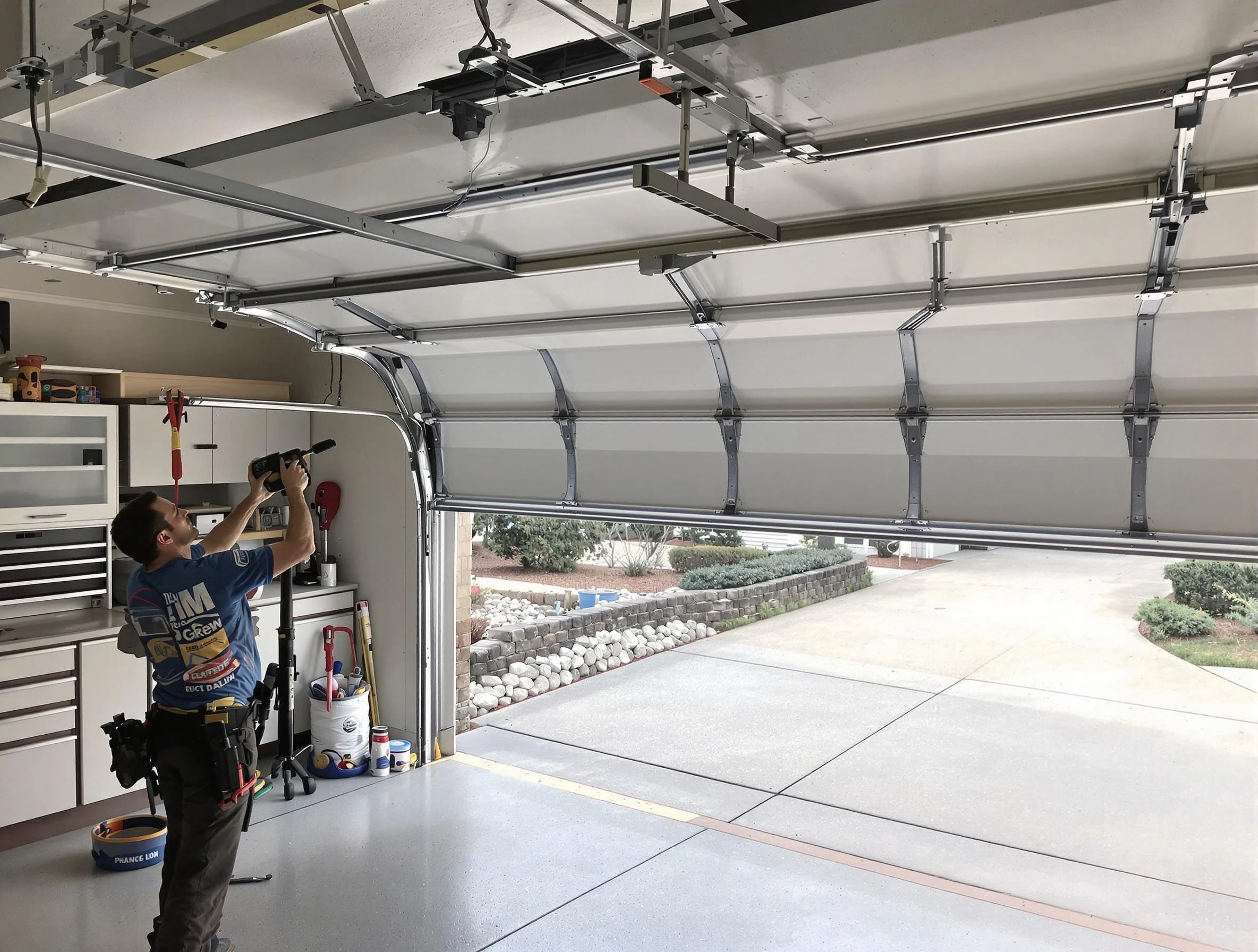 Garage door track repair service by Alpharetta Garage Door Repair in Alpharetta